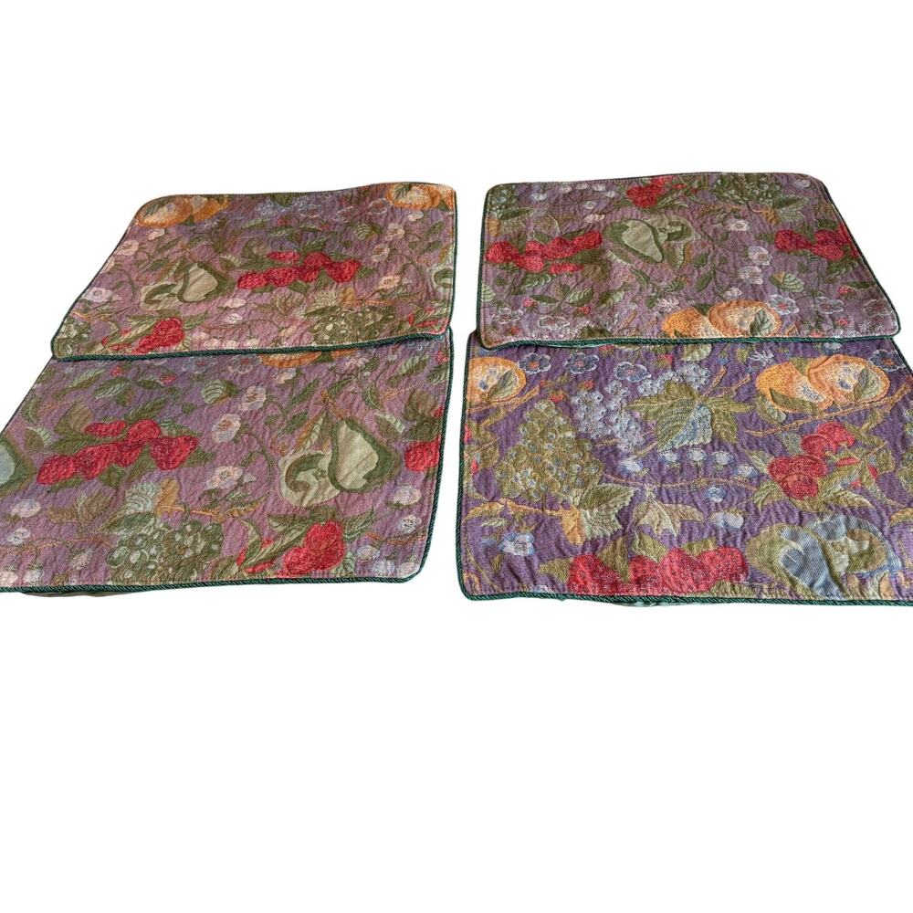 Set of Tapisserie Tapestry Woven Art Fruit Placemats